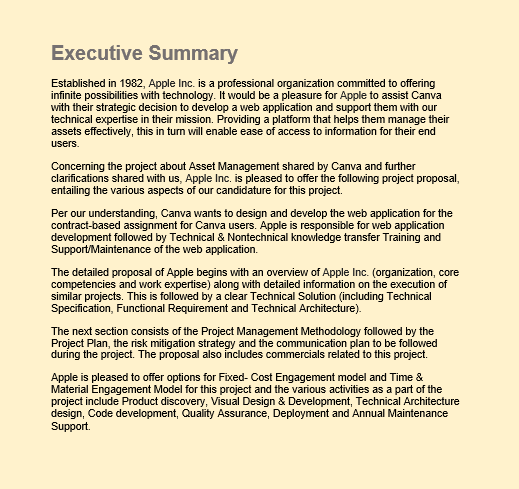 Executive Summary Sample